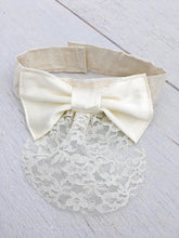 Dog satin white Bowtie collar